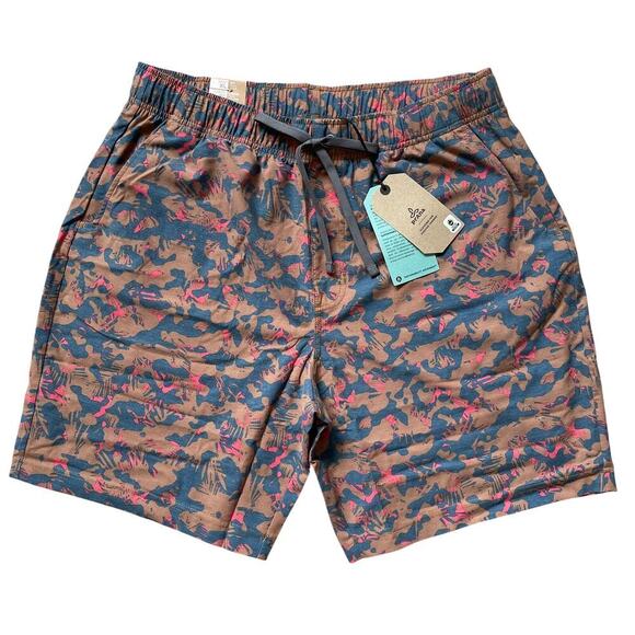 prAna XL Metric E-Waist Shorts | Eco Print Swim, UPF 50+, Fresca Camo NWT $69 - Picture 1 of 7